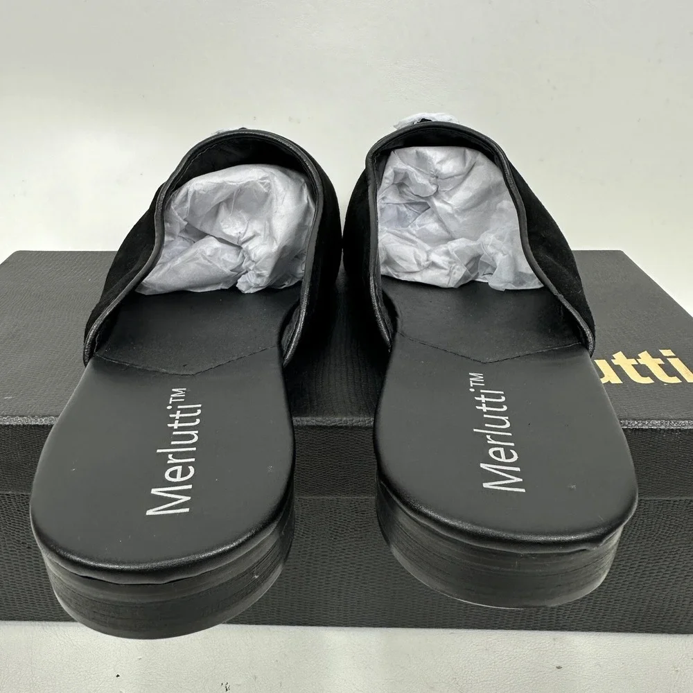 Merlutti Slide Sandals Black Suede Men's Size 11 2681-1 Shoes